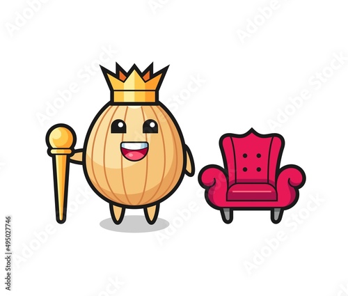 Mascot cartoon of almond as a king