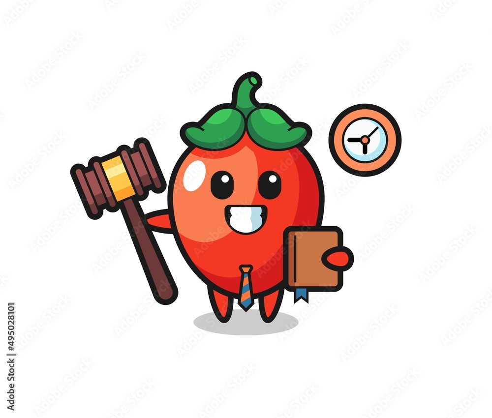 Mascot cartoon of chili pepper as a judge Mascot cartoon of chili pepper as a judge