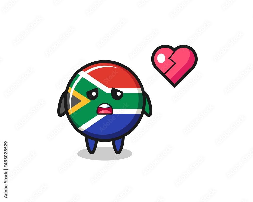 south africa cartoon illustration is broken heart