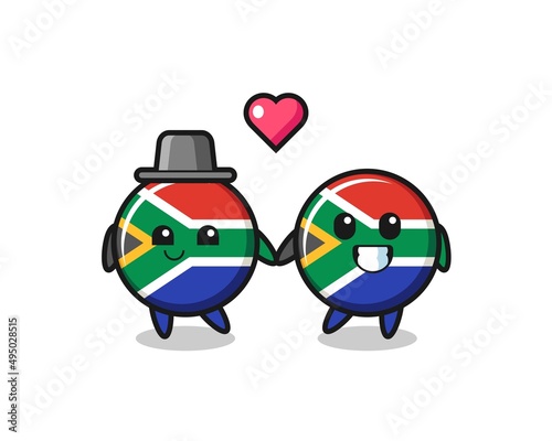 south africa cartoon character couple with fall in love gesture