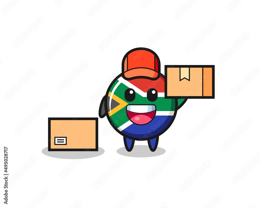 Mascot Illustration of south africa as a courier