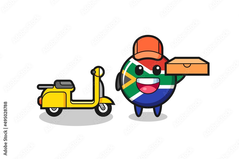 Character Illustration of south africa as a pizza deliveryman