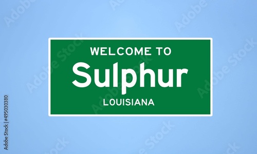 Sulphur, Louisiana city limit sign. Town sign from the USA. photo