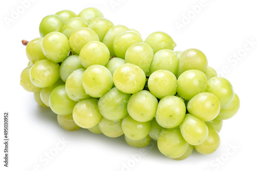 Fresh Organic Shine Muscat  Green Grapes isolated on white background with clipping path.  