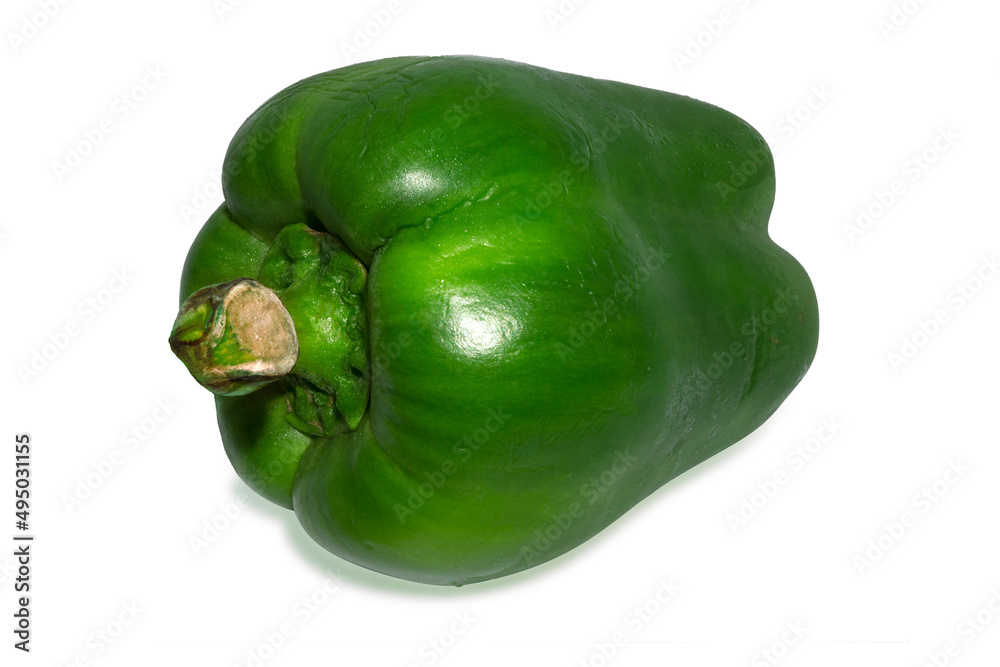One green bell pepper isolated on white background.
One green bell pepper isolated on white background.