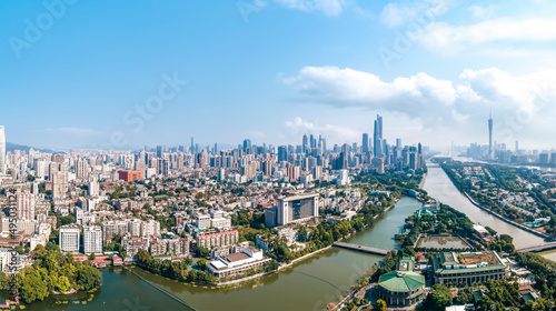 aerial photography guangzhou city architecture landscape skyline © 昊 周
