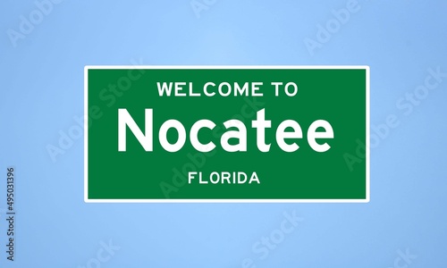Nocatee, Florida city limit sign. Town sign from the USA. photo