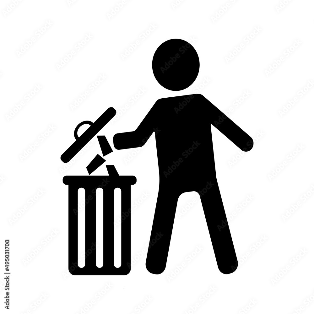 icon people throw trash in the trash icon people throw trash in the trash