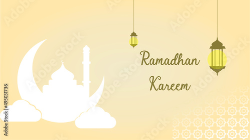 Ramadhan kareem greeting card islam vector design illustration