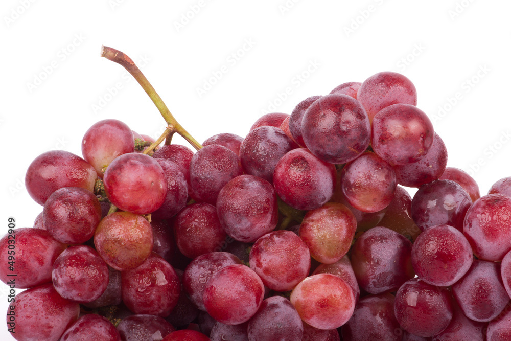 Red grapes photographed in a studio on a white background. Red grapes photographed in a studio on a white background.