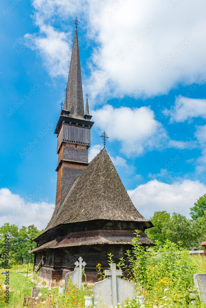 Church of the Archangels Michael and Gabriel in Surdesti village, Sisesti Commune, Maramures County, Romania, one of the wooden churches of Maramures, a UNESCO World Heritage Site Church of the Archangels Michael and Gabriel in Surdesti village, Sisesti Commune, Maramures County, Romania, one of the wooden churches of Maramures, a UNESCO World Heritage Site