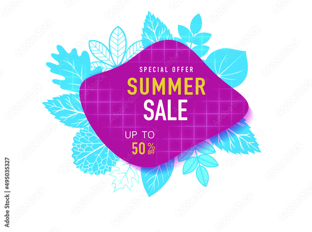 Summer spring sale hot beach discount fifty 50% offer coupon special offer fashion marketing business clearance flower leaf flora palm plant natural element promotion advertisement happy holiday