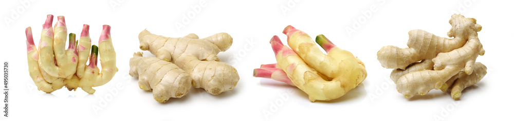 fresh ginger on white background