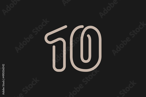 Number 10 Logo, Monogram Number 10 line style, usable for anniversary and business logos, flat design logo template, vector illustration