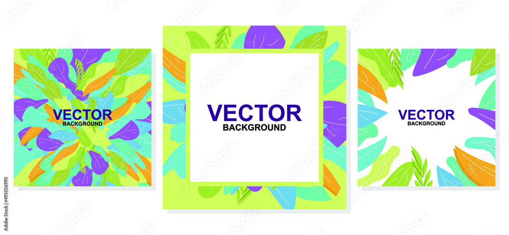 Simple background with leaves and plants for floral banner, cover design, poster, greeting card