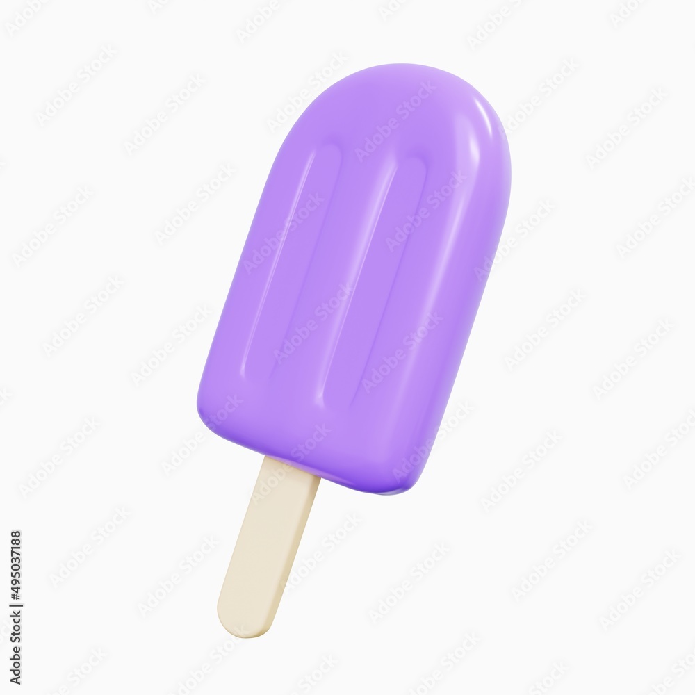 3d render image popsicle grape flavour with purple, good for summer theme 3d render image popsicle grape flavour with purple, good for summer theme