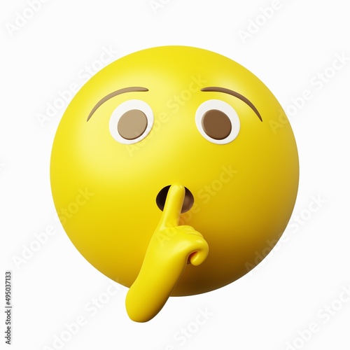 Foto 3d rendering image emoticon please keep silent, keep quiet or lower your volume,