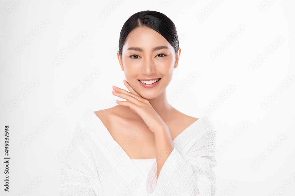 Beautiful smile young woman. White teeth on white background. Beautiful smile young woman. White teeth on white background.