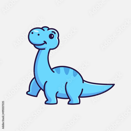 cute baby brontosaurus cartoon dinosaur character illustration isolated © Veesl Studio