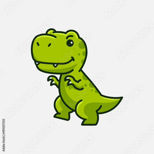 cute baby tyrannosaurus rex cartoon dinosaur character illustration isolated