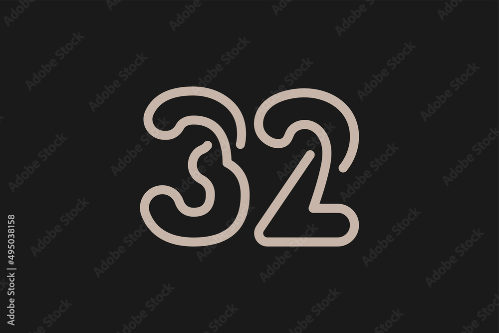 Number 32 Logo, Monogram Number 32 line style, usable for anniversary and business logos, flat design logo template, vector illustration Number 32 Logo, Monogram Number 32 line style, usable for anniversary and business logos, flat design logo template, vector illustration