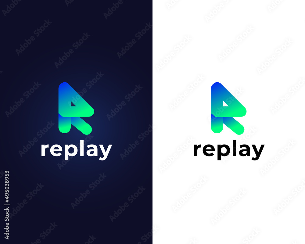 letter r with play button logo design template Stock Vector | Adobe Stock
