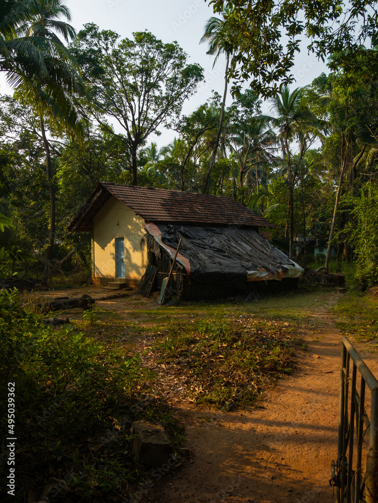Indian house with traditional roof design at coastal side of Maharashtra Indian house with traditional roof design at coastal side of Maharashtra