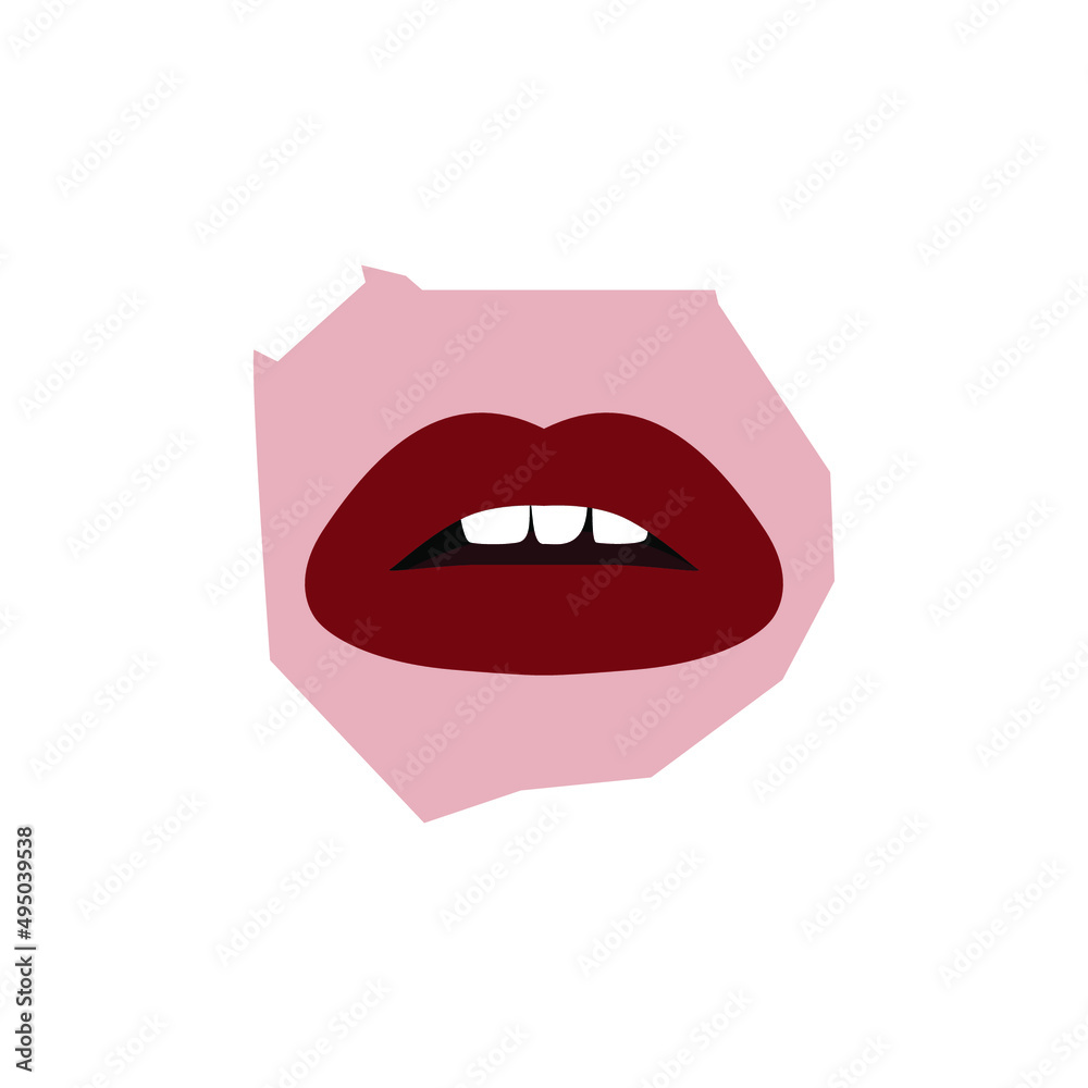 Red sexy female lips and skin vector isolated on white background Red sexy female lips and skin vector isolated on white background