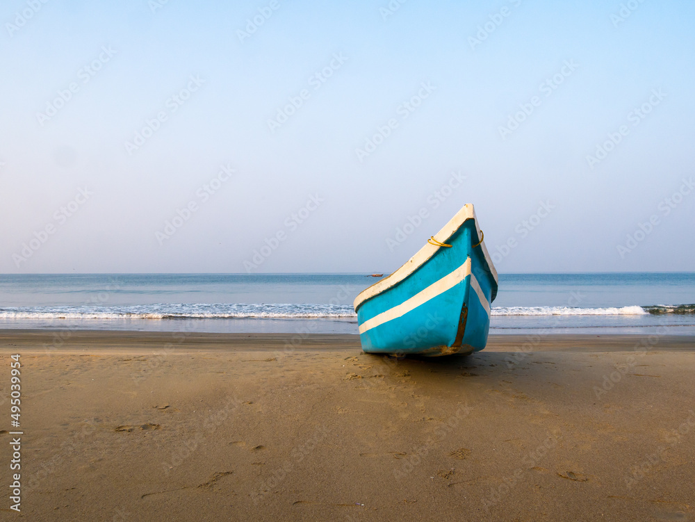 Empty Fisherman boat in Arabian Sea at Coastal Maharashtra Empty Fisherman boat in Arabian Sea at Coastal Maharashtra