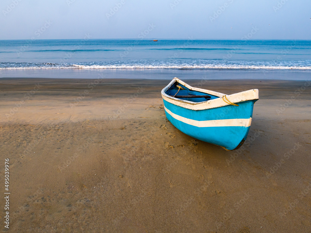 Empty Fisherman boat in Arabian Sea at Coastal Maharashtra