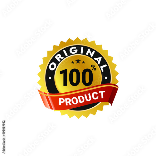 Gold and red color 100 original product badge