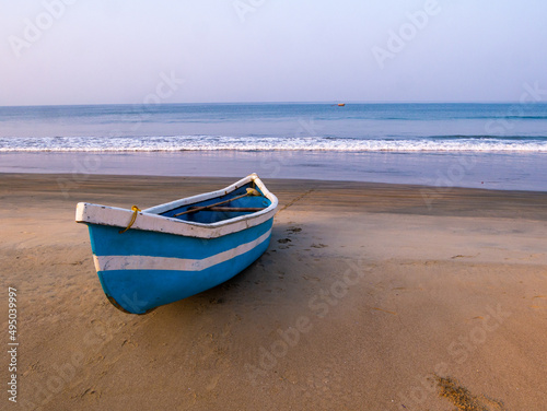 Empty Fisherman boat in Arabian Sea at Coastal Maharashtra