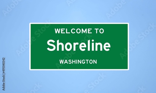 Shoreline, Washington city limit sign. Town sign from the USA.