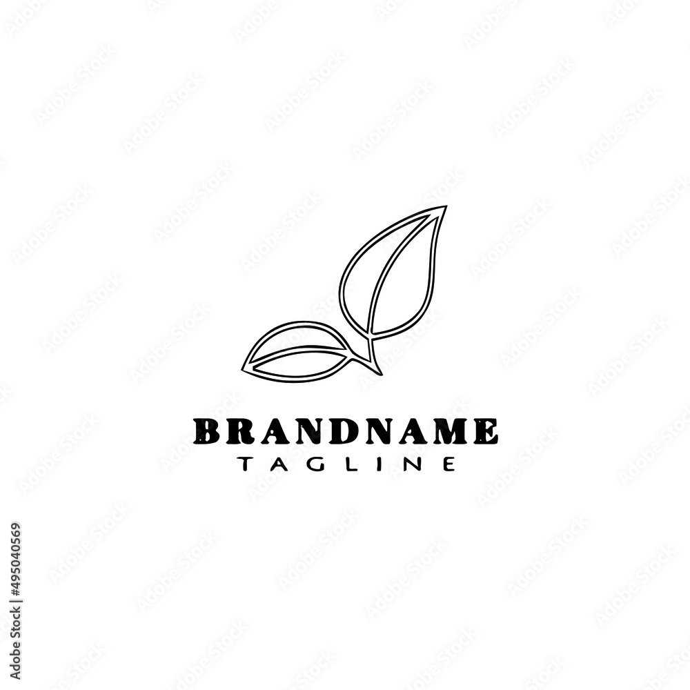 Fototapeta premium leaf logo cartoon icon design template black isolated creative illustration