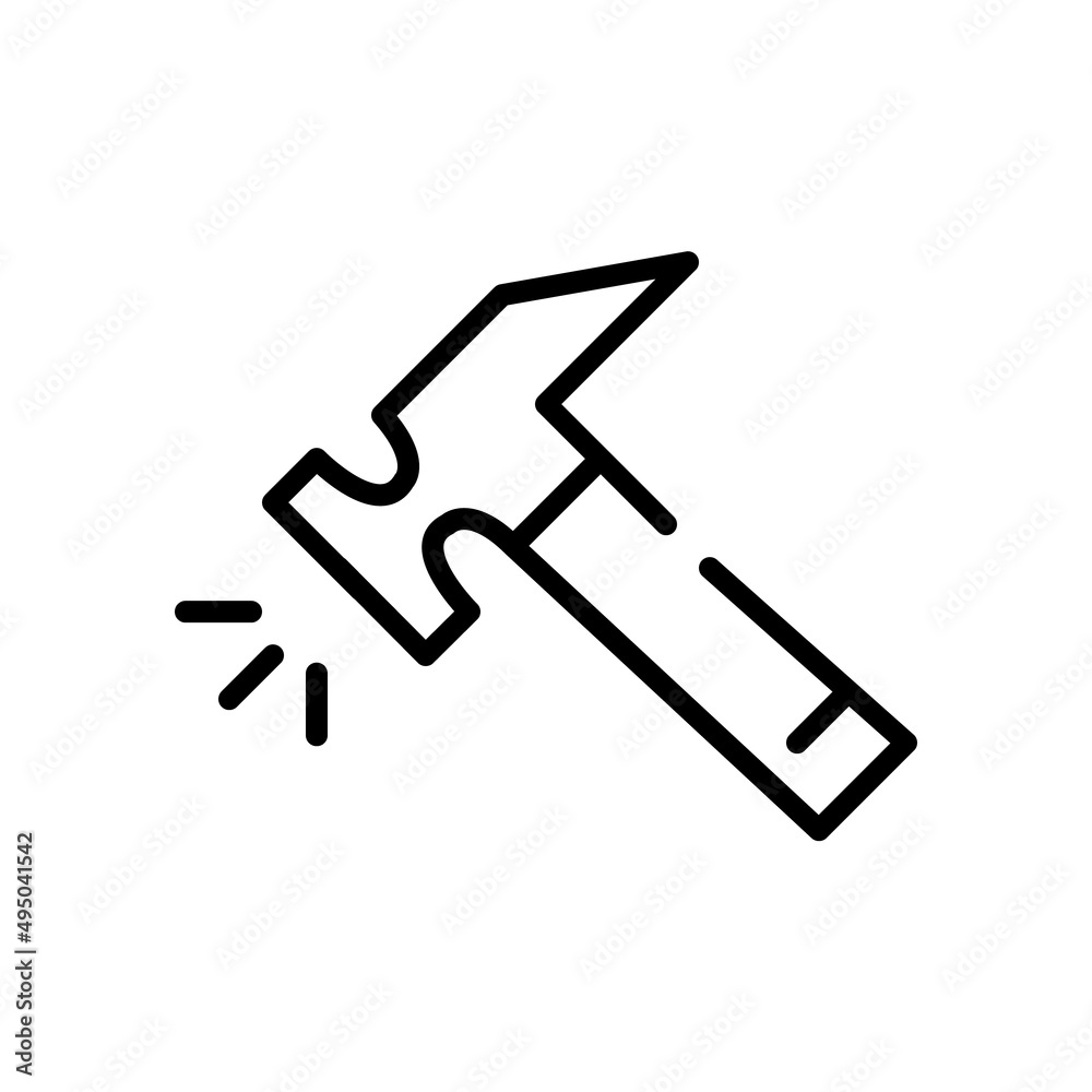 Hammer icon. Pixel perfect, editable stroke
