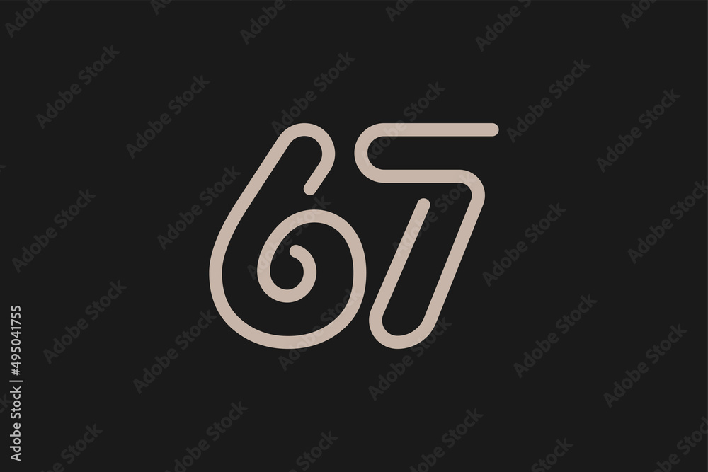 Number 67 Logo, Monogram Number 67 line style, usable for anniversary and business logos, flat design logo template, vector illustration Number 67 Logo, Monogram Number 67 line style, usable for anniversary and business logos, flat design logo template, vector illustration