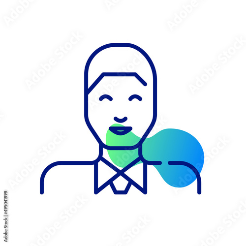 Young professional man wearing a shirt and a tie. Pixel perfect, editable stroke icon