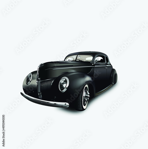 A photo realistic vector graphic of a 1940s coupe
