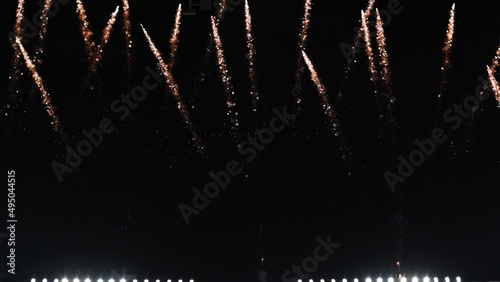 fireworks in slow motion in football stadium