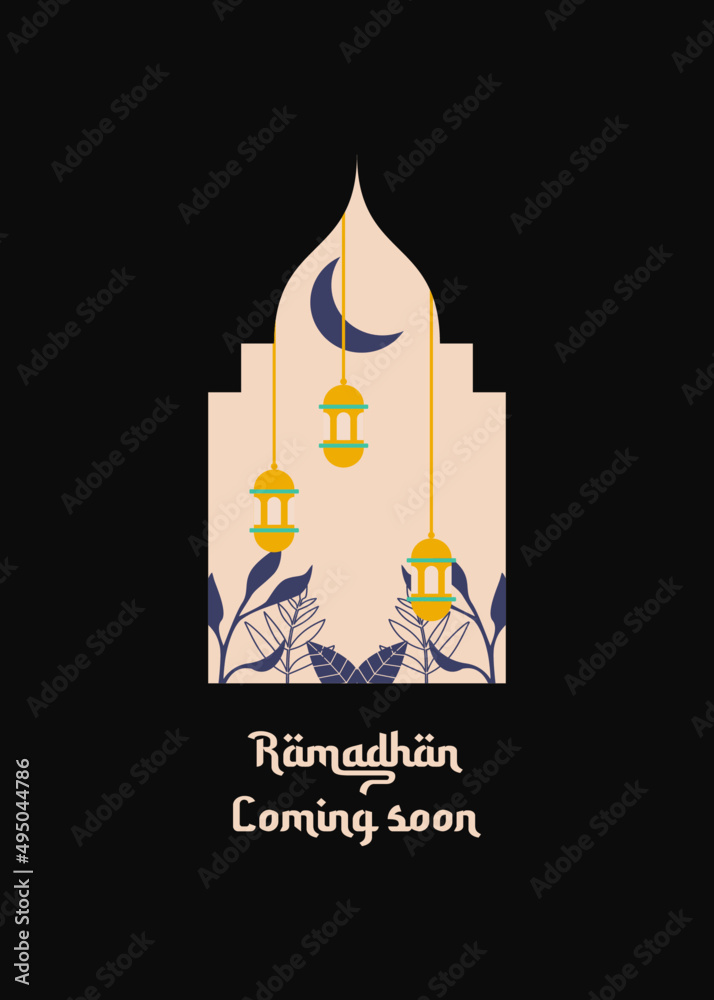 Ramadan Kareem. Islamic greeting card template with ramadan for wallpaper design. Poster, media banner, and print. Vector illustration.