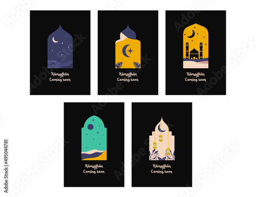 Ramadan Kareem. Islamic greeting card template with ramadan for wallpaper design. Poster, media banner. A set of vector illustrations. Ramadan collection vector.