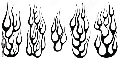 Fire flames isolated on white background. Tribal tattoo design.