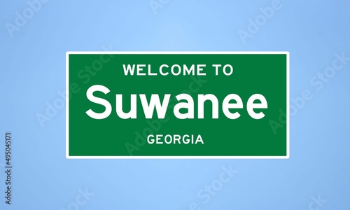 Suwanee, Georgia city limit sign. Town sign from the USA. photo