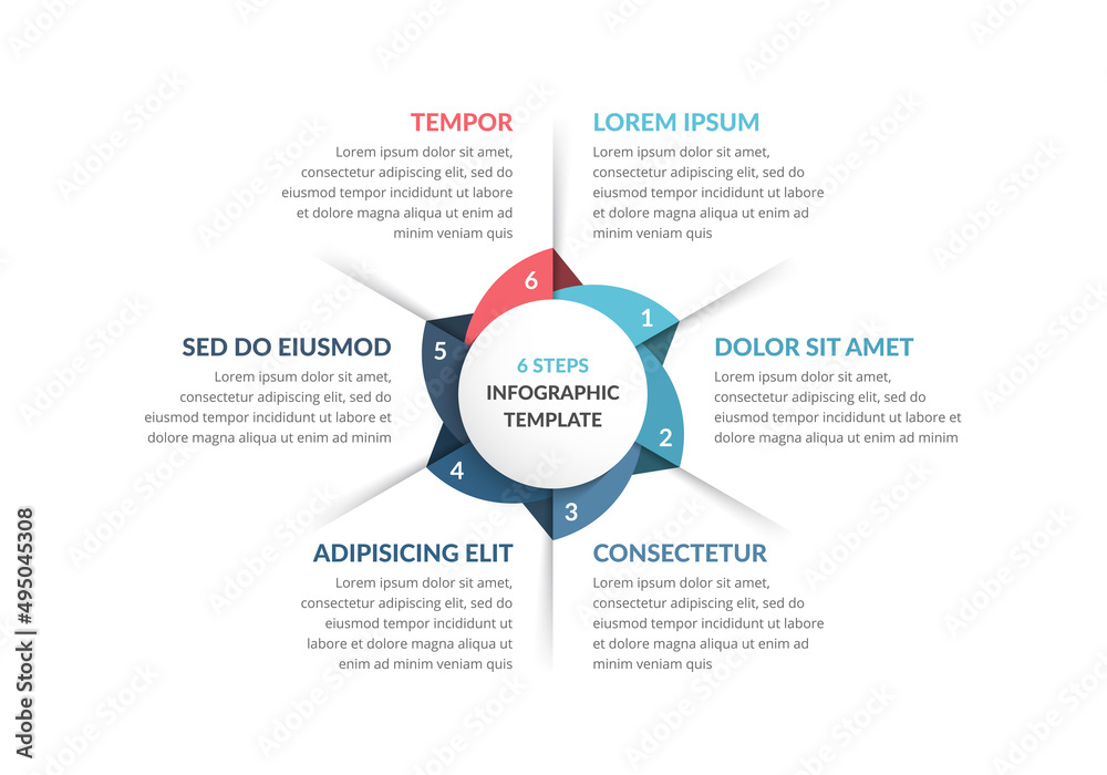 Circle infographic template with six steps or options, process chart Circle infographic template with six steps or options, process chart