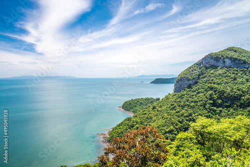 Beautiful tropical beach Ang Thong national marine park, Thailand from viewpoint.Travel summer holiday concept.