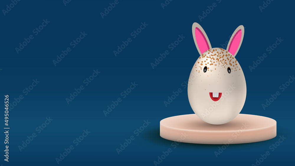 Happy Easter day 3D Rendered Stage with concept. banner, poster and template design vector illustration. backdrop for blue color.