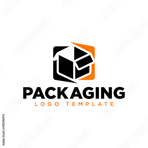 packaging logo template, packaging box icon, packaging box illustration