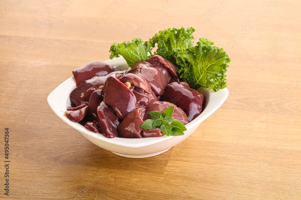 Raw chicken liver in the bowl Raw chicken liver in the bowl