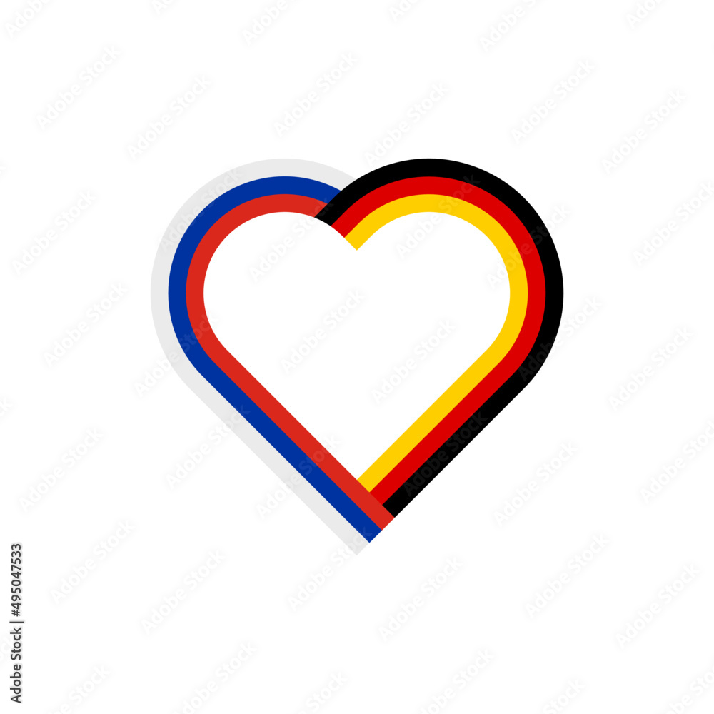 heart ribbon icon with russia and germany flags. vector illustration isolated on white background heart ribbon icon with russia and germany flags. vector illustration isolated on white background
