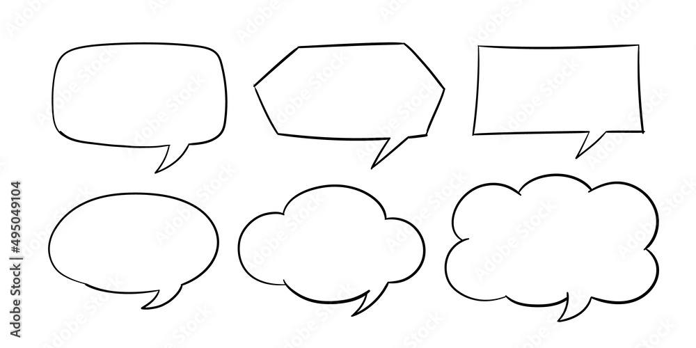 Message communication bubbles in cute doodle style on white background. Vector illustration. Message communication bubbles in cute doodle style on white background. Vector illustration.